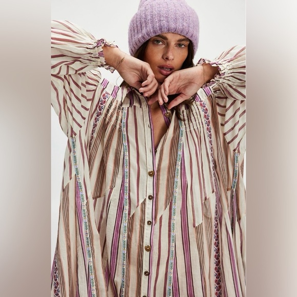 NWT Free People Sweet Dreams Maxi Dress XS/S Tea Combo Striped - Picture 5 of 15